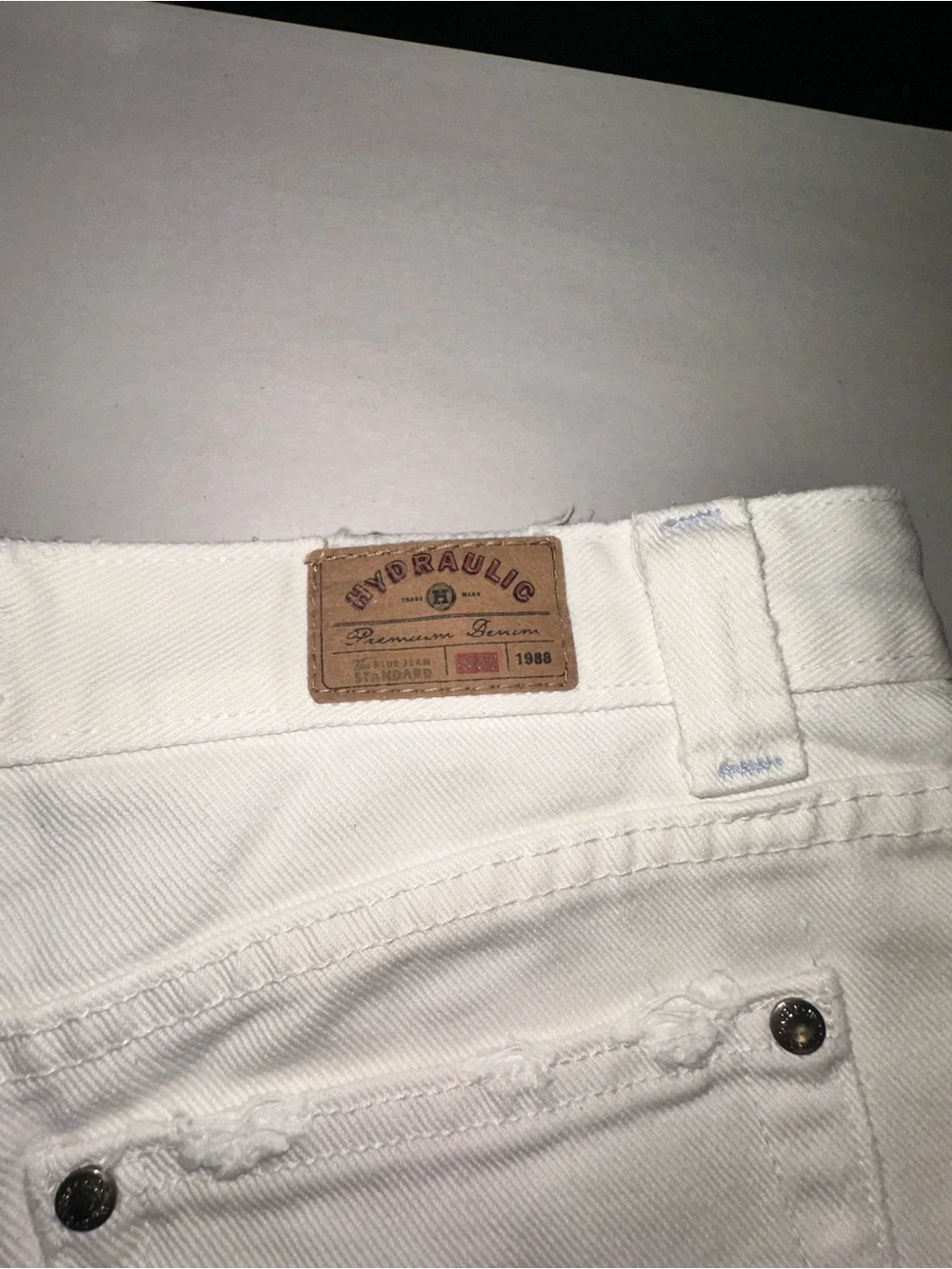 Hydraulic White Denim Distressed Shorts